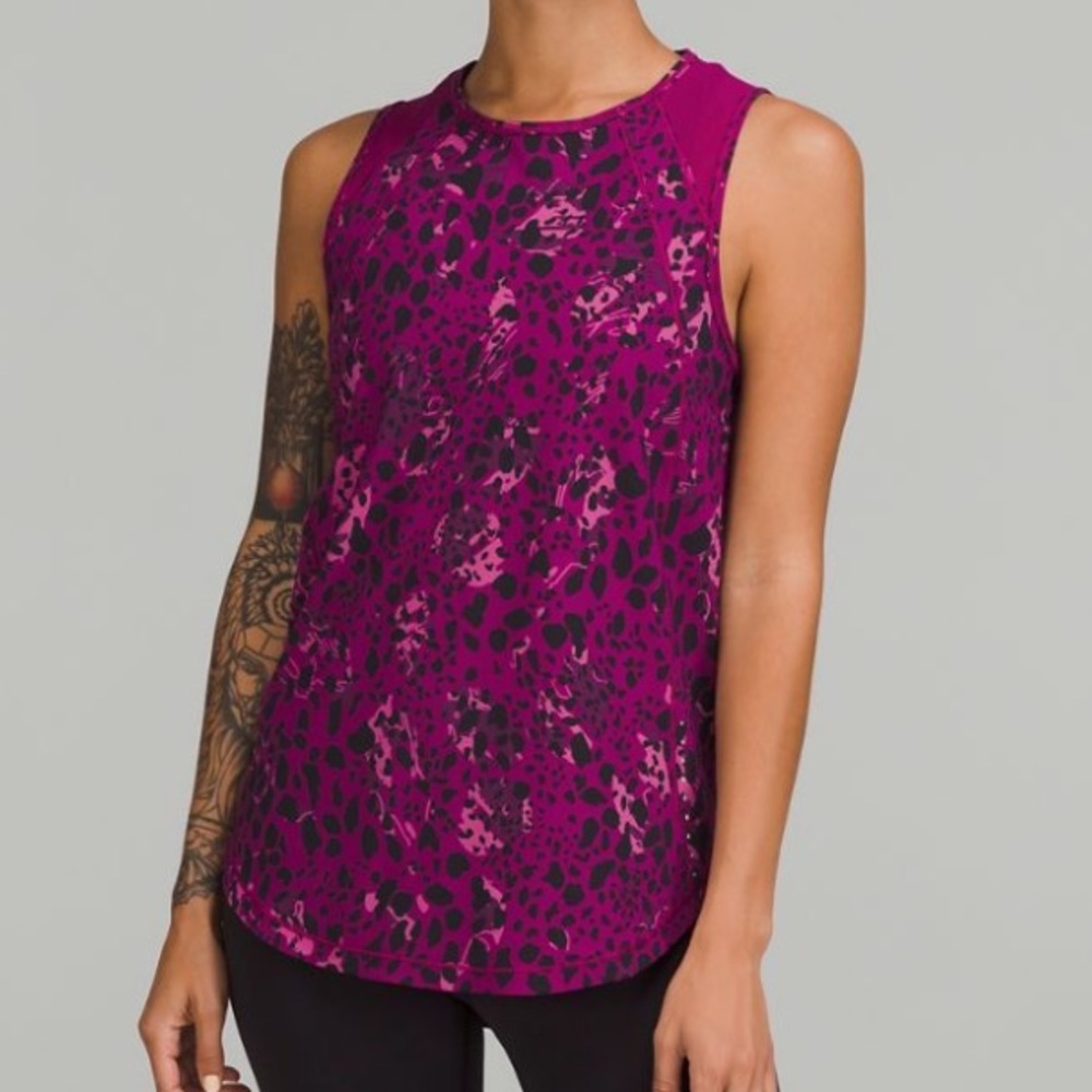 Lululemon Sculpt Tank Top Cheetah Camo Magenta Purple Multi | Likely Size 10 EUC